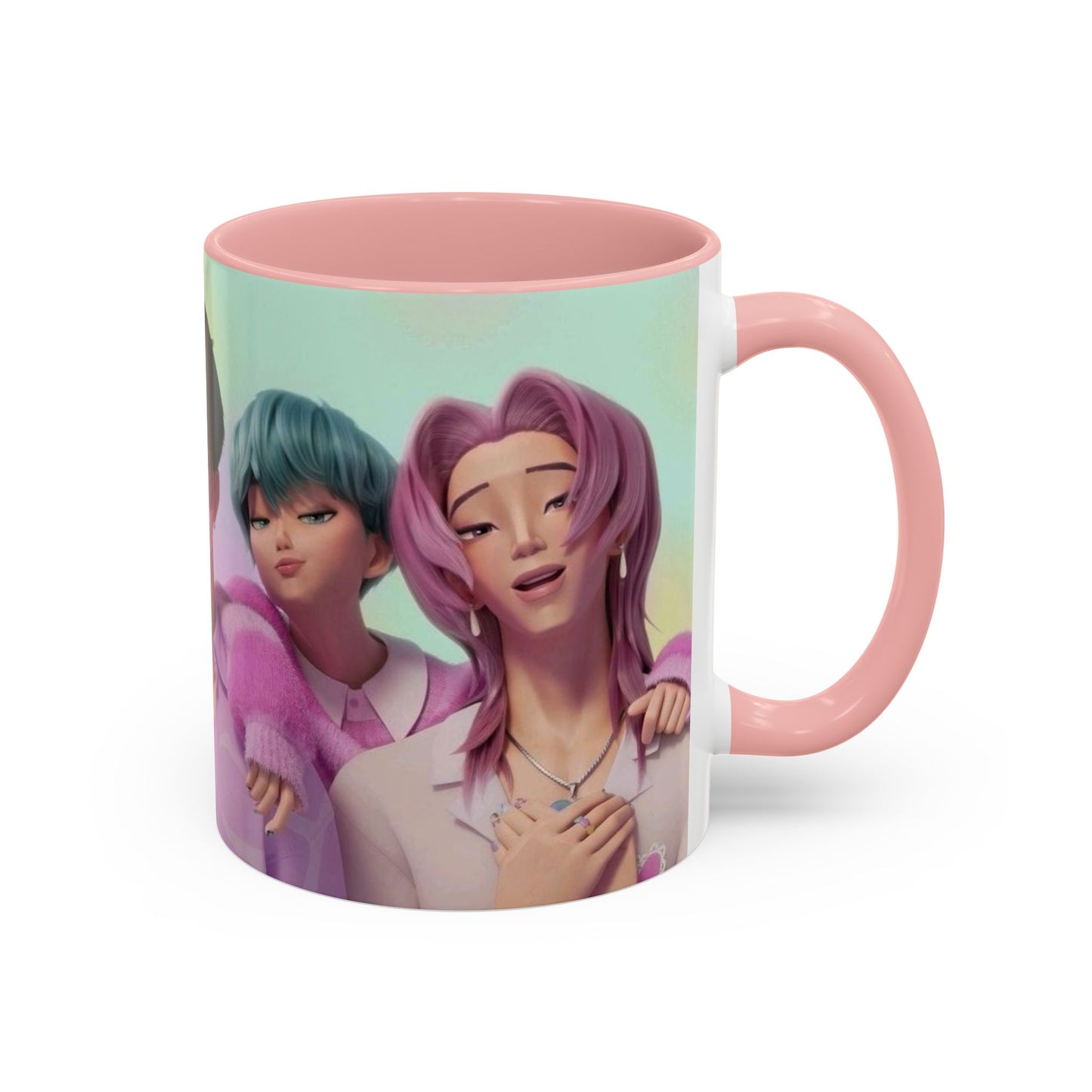 Stylish Accent Coffee Mug, Vibrant Ceramic Mug, Gift for Coffee Lovers, Cute Character Design, Perfect for Friends' Gatherings