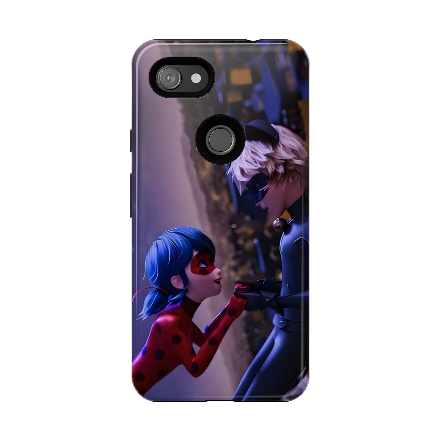 Phone Case with Ladybug and Cat Noir Design