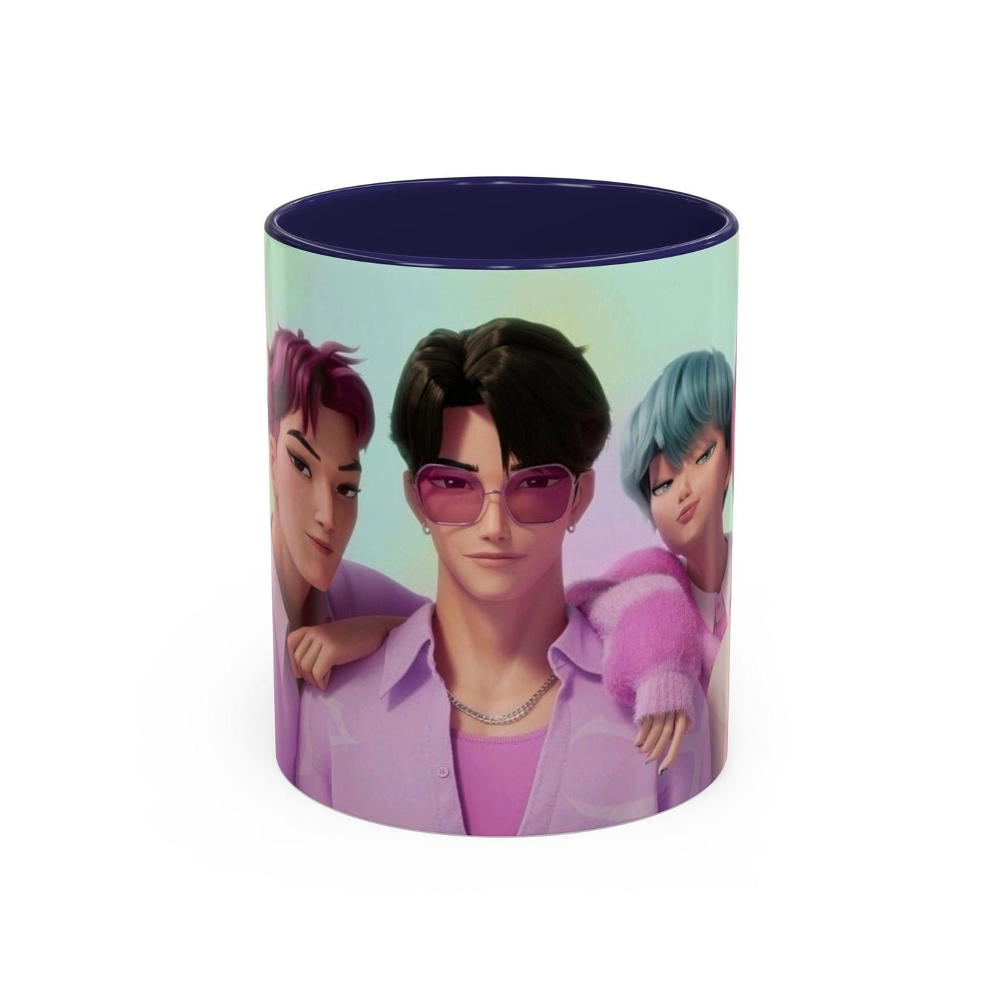 Stylish Accent Coffee Mug, Vibrant Ceramic Mug, Gift for Coffee Lovers, Cute Character Design, Perfect for Friends' Gatherings