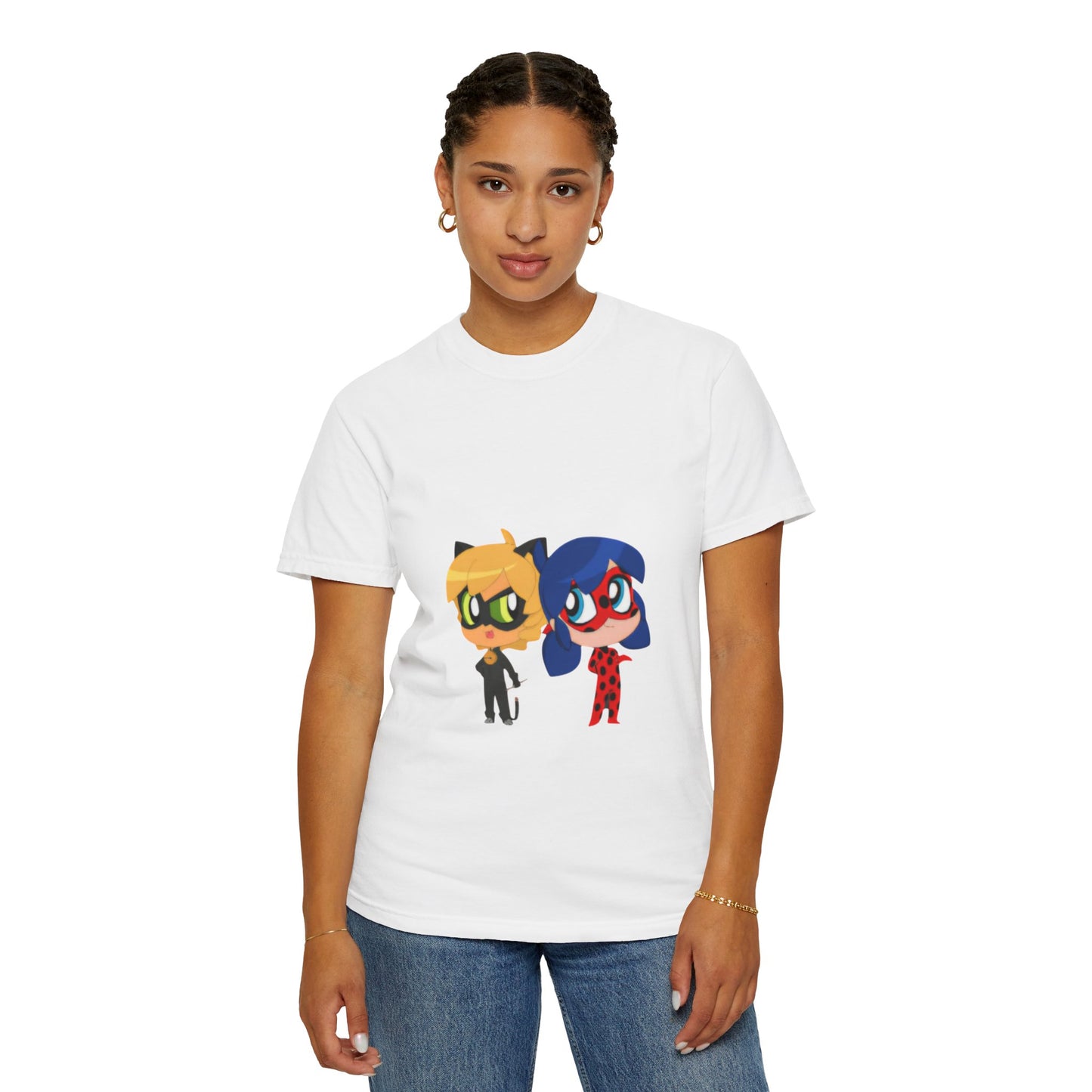 Chibi Ladybug Cat Noir T-Shirt, Playful Unisex Teen Perfect for Kids and Teens