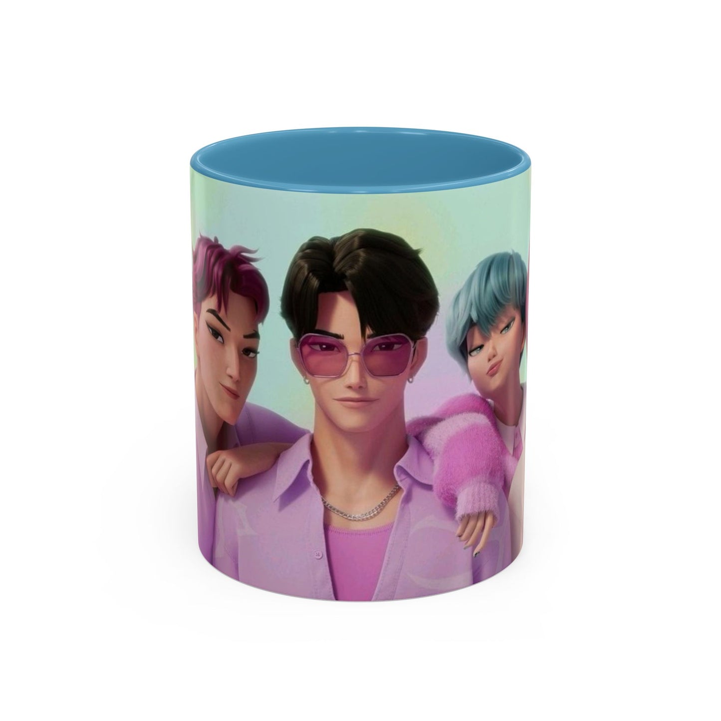 Stylish Accent Coffee Mug, Vibrant Ceramic Mug, Gift for Coffee Lovers, Cute Character Design, Perfect for Friends' Gatherings