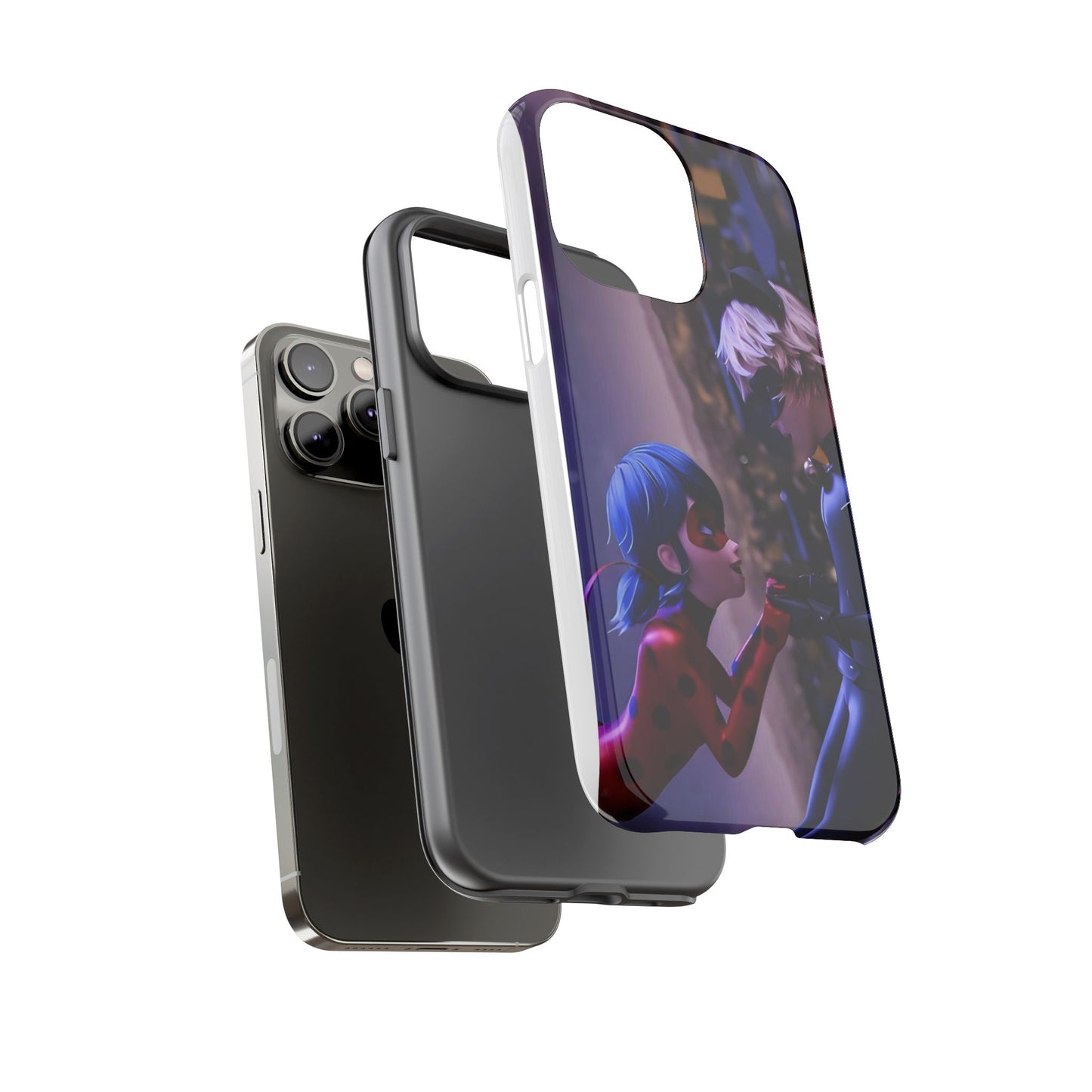 Phone Case with Ladybug and Cat Noir Design