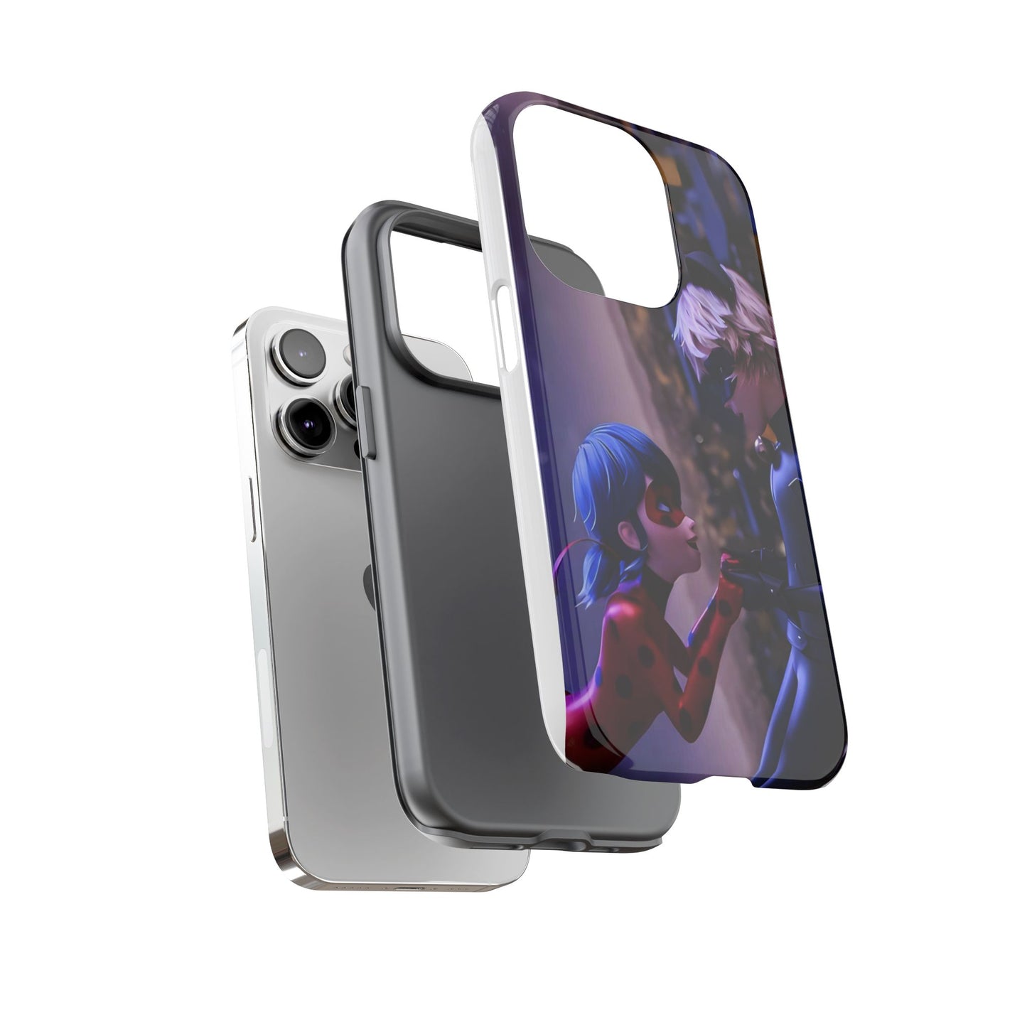 Phone Case with Ladybug and Cat Noir Design