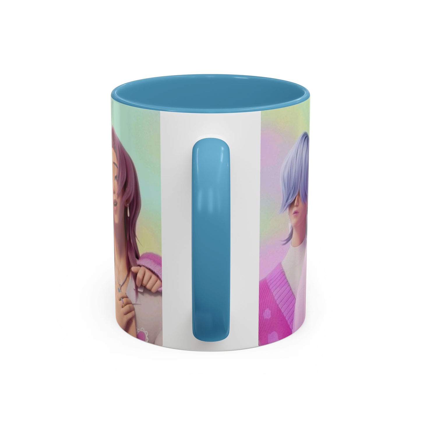 Stylish Accent Coffee Mug, Vibrant Ceramic Mug, Gift for Coffee Lovers, Cute Character Design, Perfect for Friends' Gatherings