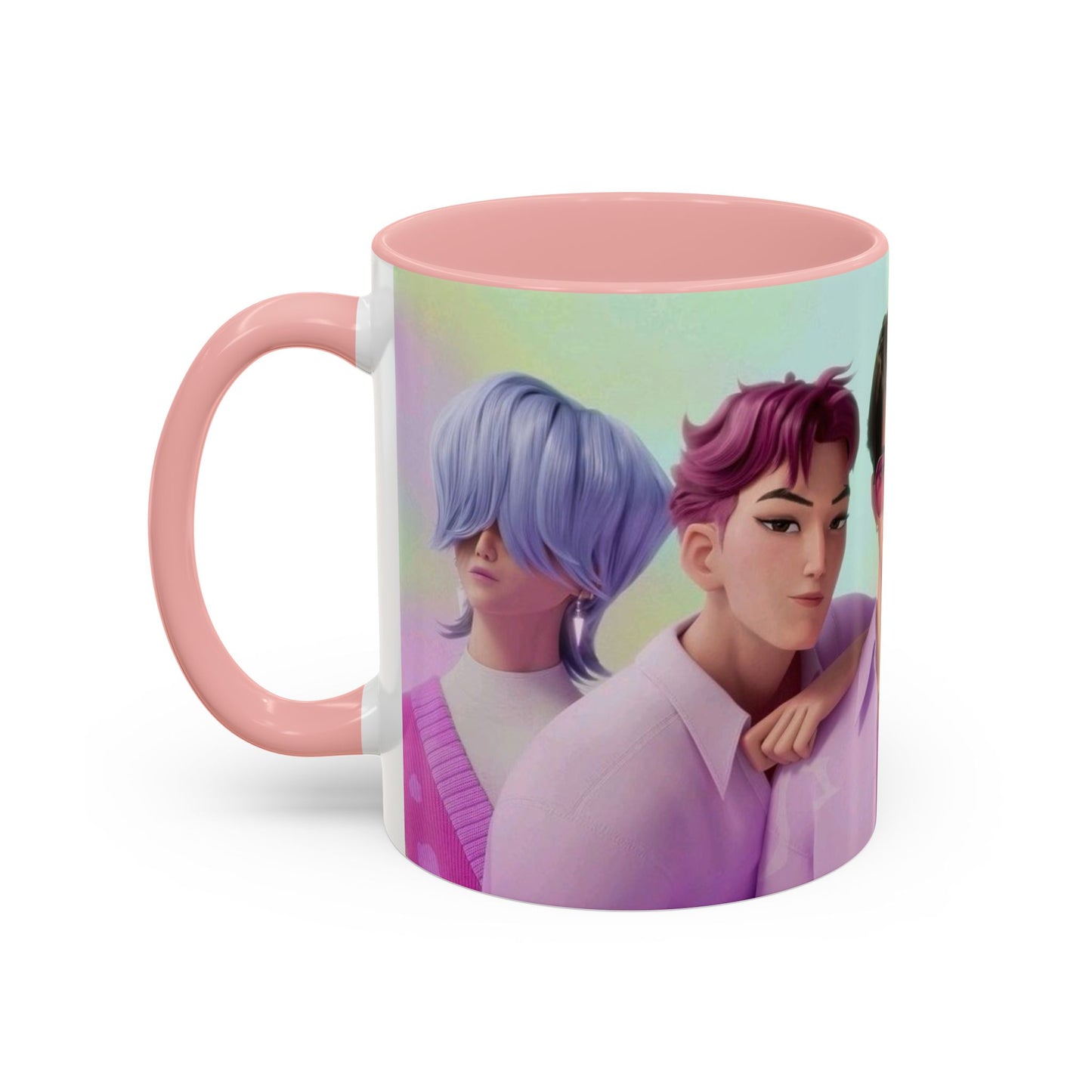 Stylish Accent Coffee Mug, Vibrant Ceramic Mug, Gift for Coffee Lovers, Cute Character Design, Perfect for Friends' Gatherings