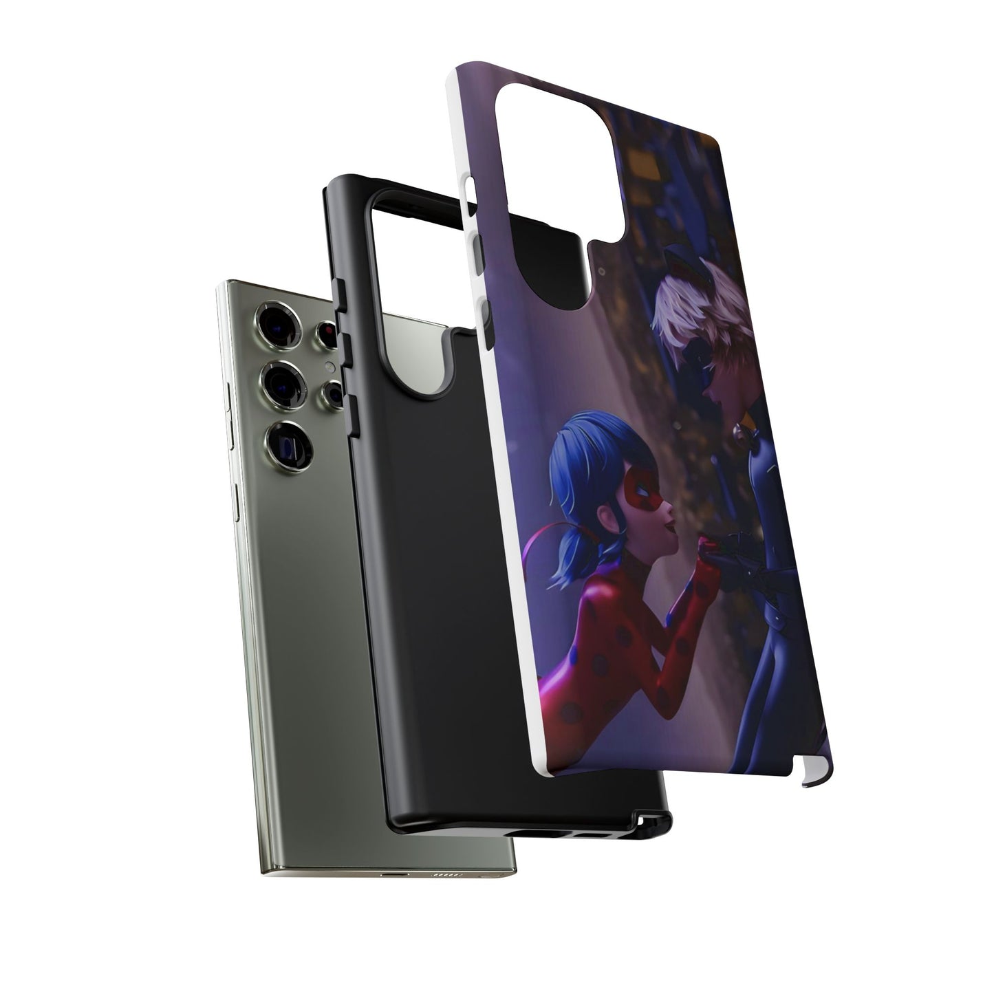 Phone Case with Ladybug and Cat Noir Design