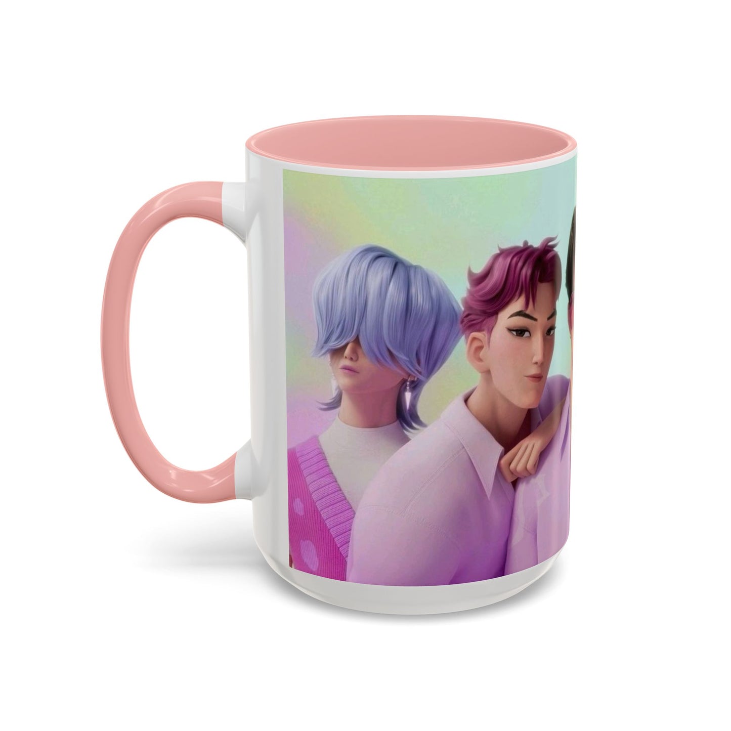 Stylish Accent Coffee Mug, Vibrant Ceramic Mug, Gift for Coffee Lovers, Cute Character Design, Perfect for Friends' Gatherings