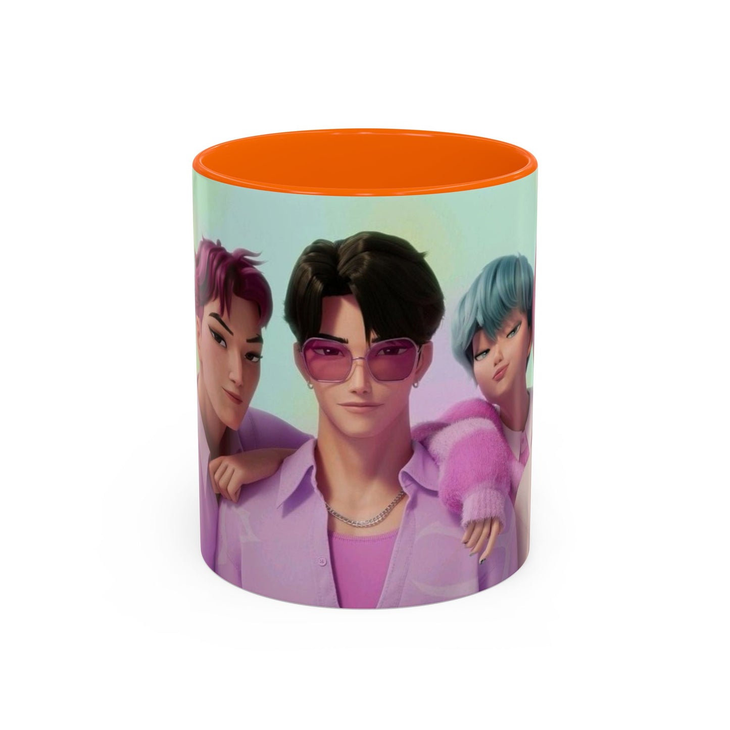 Stylish Accent Coffee Mug, Vibrant Ceramic Mug, Gift for Coffee Lovers, Cute Character Design, Perfect for Friends' Gatherings