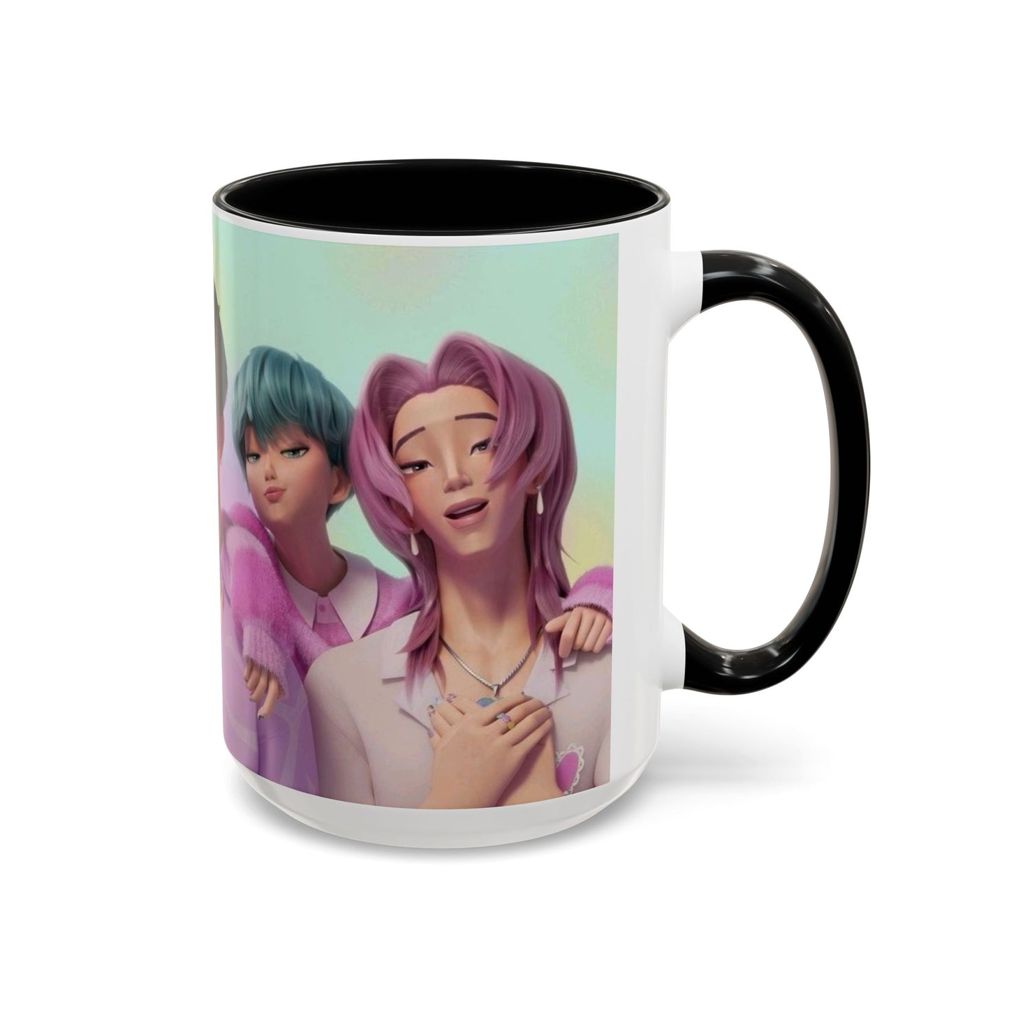 Stylish Accent Coffee Mug, Vibrant Ceramic Mug, Gift for Coffee Lovers, Cute Character Design, Perfect for Friends' Gatherings