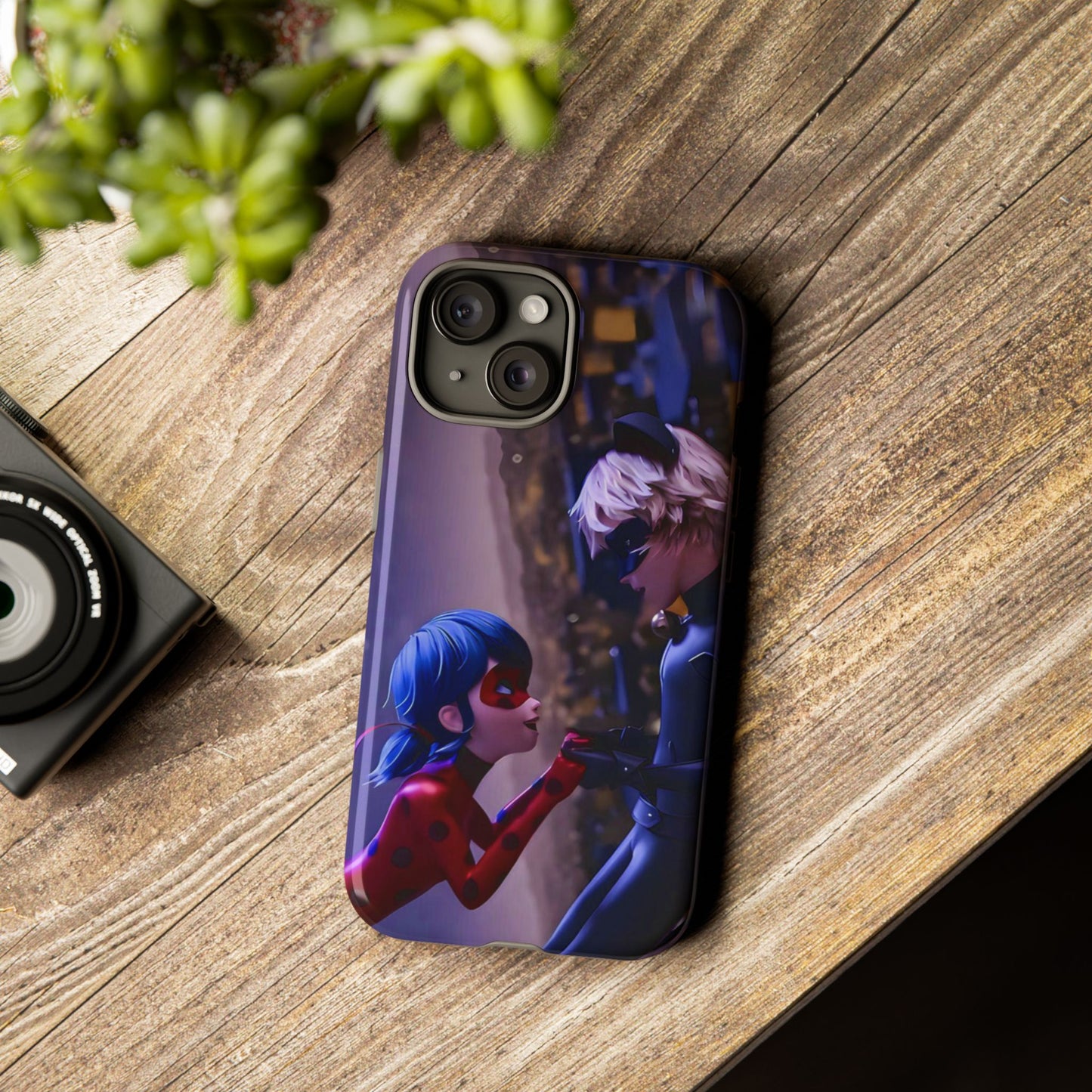 Phone Case with Ladybug and Cat Noir Design