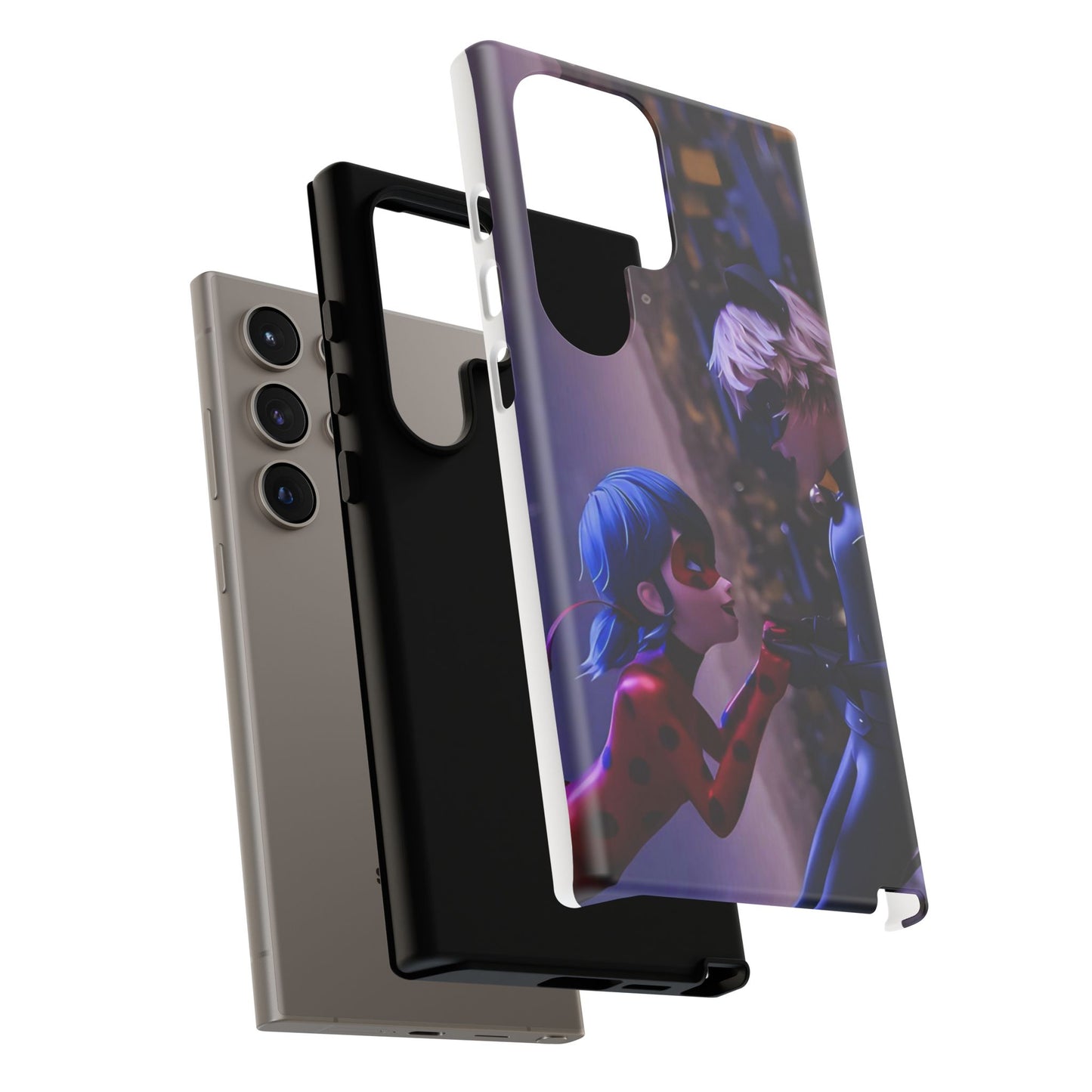 Phone Case with Ladybug and Cat Noir Design