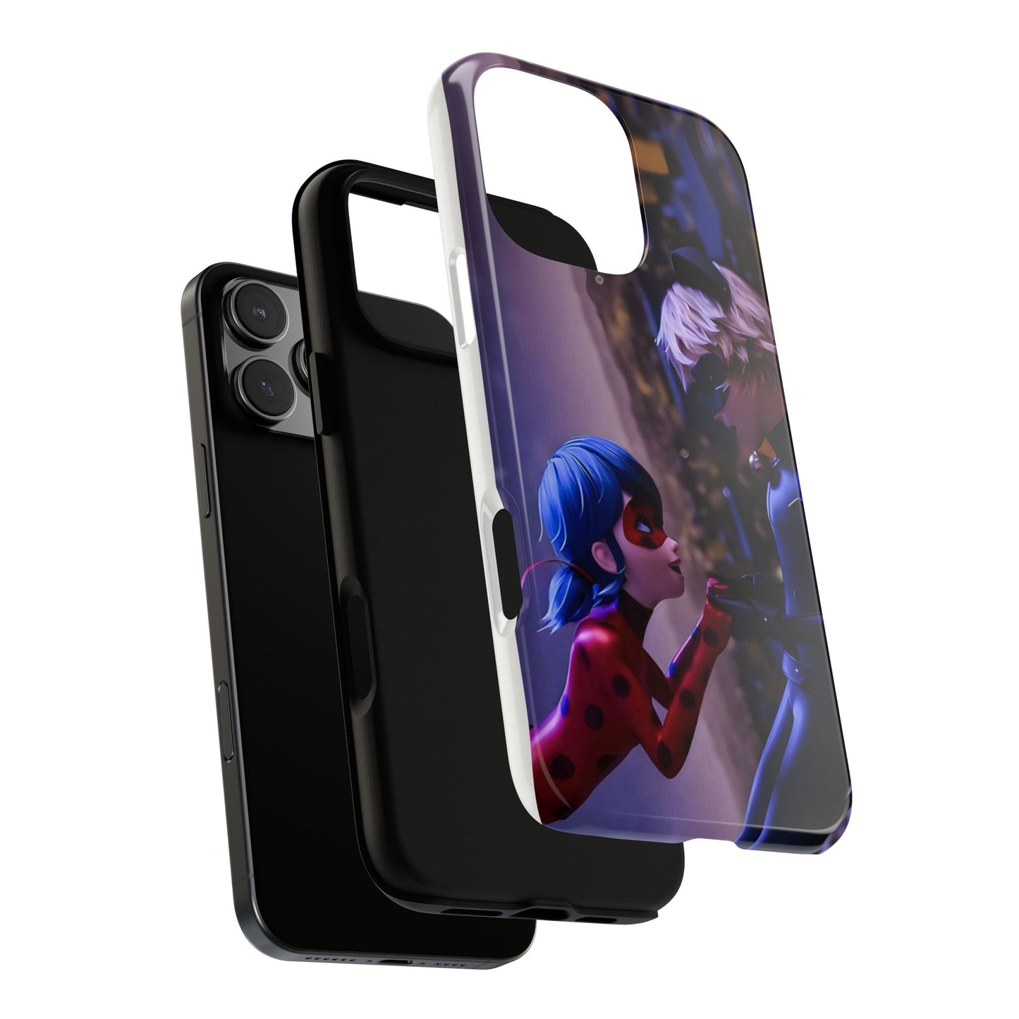 Phone Case with Ladybug and Cat Noir Design