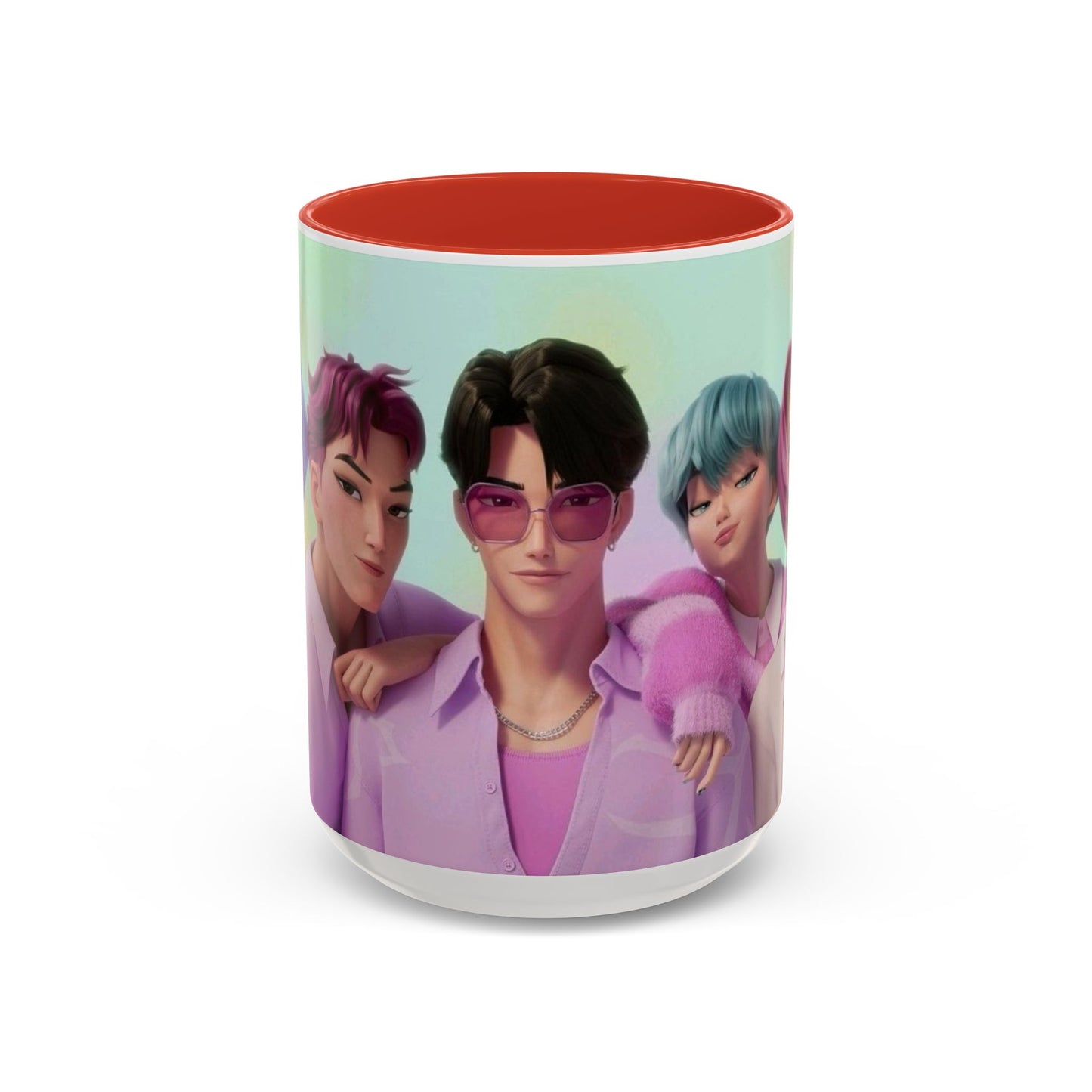 Stylish Accent Coffee Mug, Vibrant Ceramic Mug, Gift for Coffee Lovers, Cute Character Design, Perfect for Friends' Gatherings