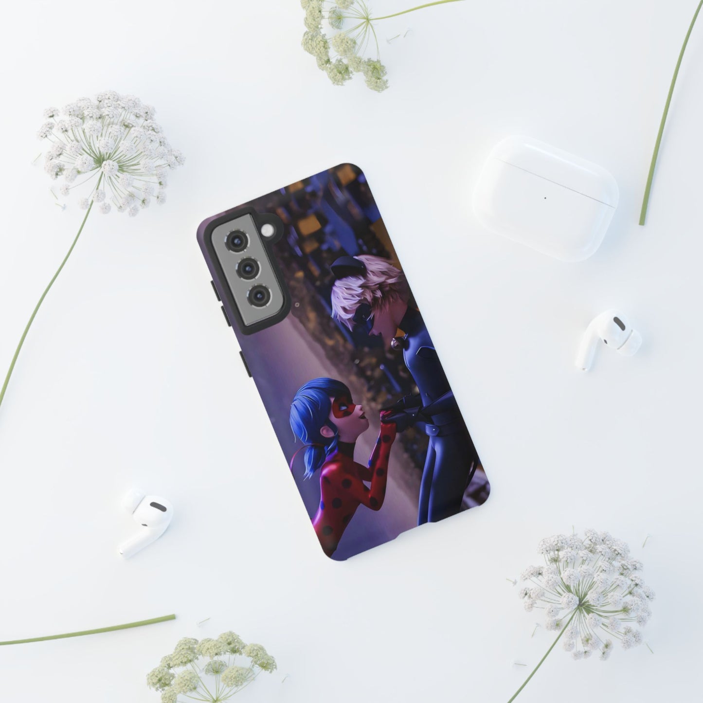 Phone Case with Ladybug and Cat Noir Design