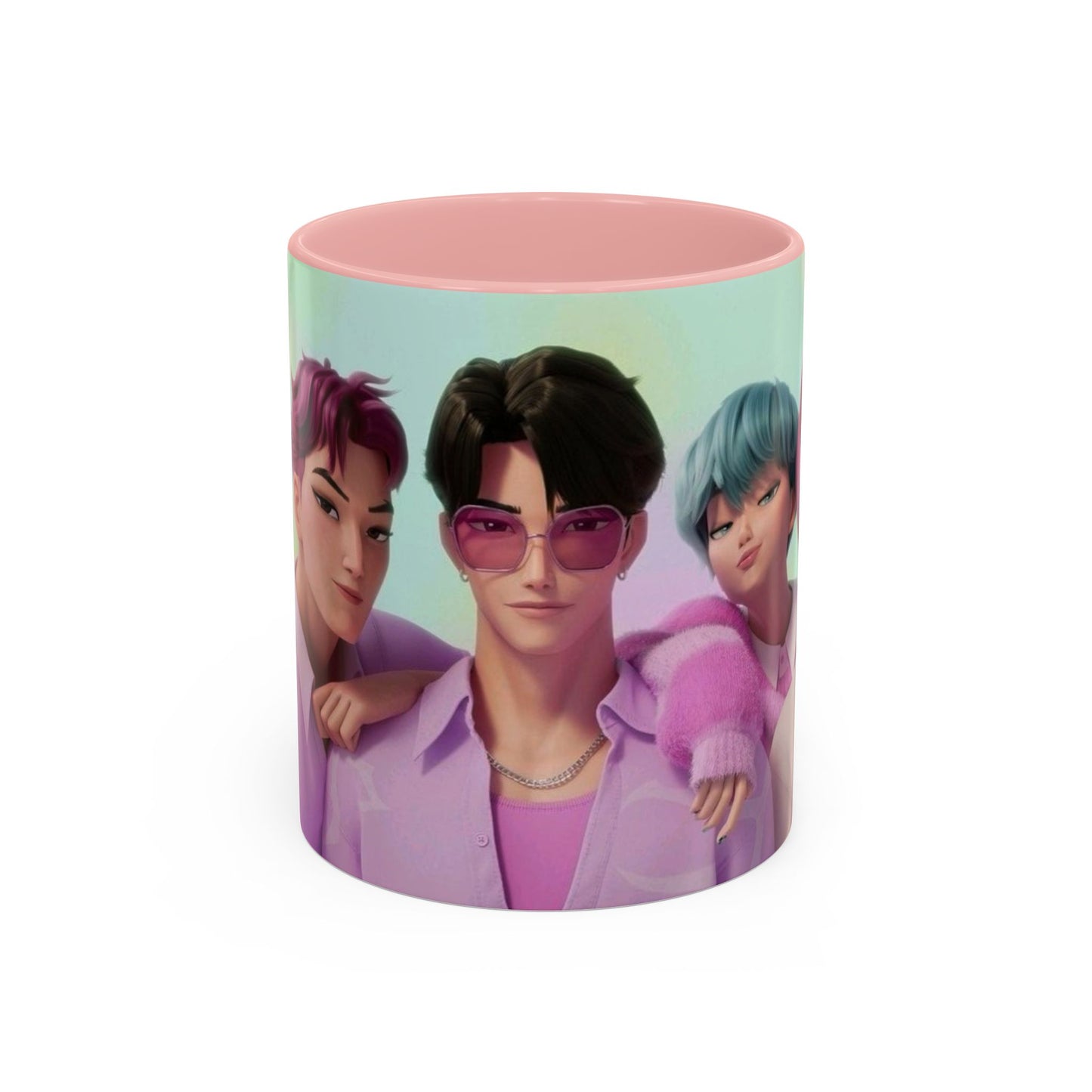 Stylish Accent Coffee Mug, Vibrant Ceramic Mug, Gift for Coffee Lovers, Cute Character Design, Perfect for Friends' Gatherings