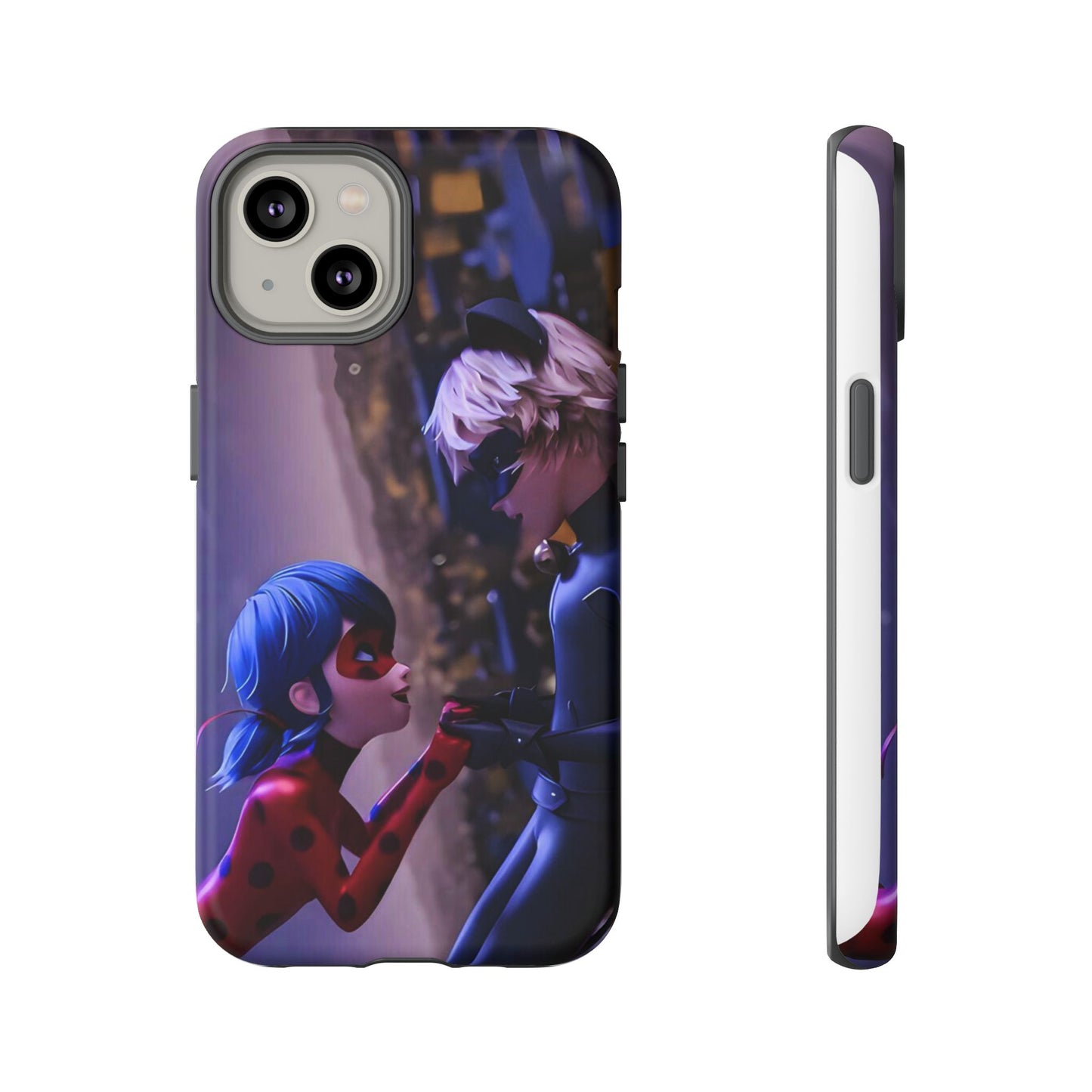 Phone Case with Ladybug and Cat Noir Design